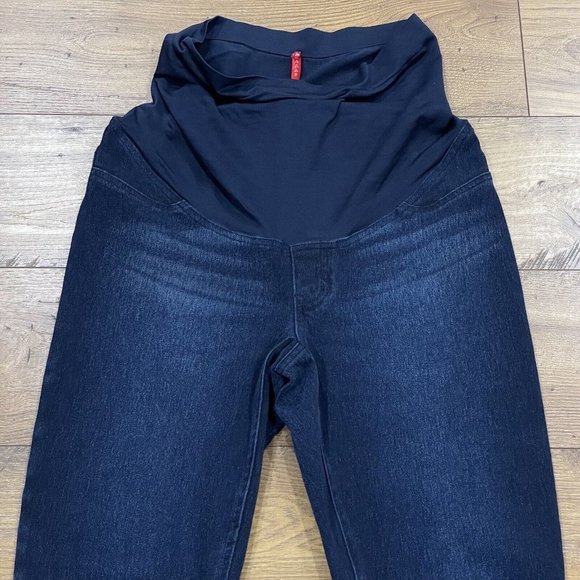 SPANX Mama Ankle Jean-ish Leggings Large Maternity Pant Blue Twilight Full Panel - Picture 2 of 11